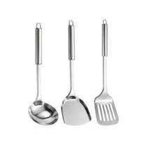 3pcs Stainless Steel Multi-Function Cooking Utensil Set, Including Spoon And Spatula, Kitchen Cooking Tools, Suitable For Home, Apartment And Dorm Use - Silver - View 7