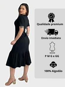 Women's Comfortable Elegant Casual Ruffle Midi Dress - Hoa hồng - Xem 7