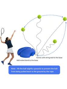 1pc Tennis Trainer - Outdoor Single Base - Durable Training Tool - High Elasticity - Wear-Resistant Tennis Rope - Adult Training Equipment