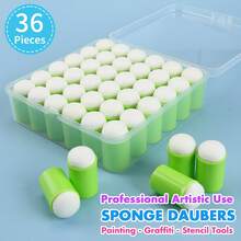36PCS Sponge Daubers With Storage Case - Applicator For Stenciling, Sponging, And Detailed Effects - Multicolor - View 9