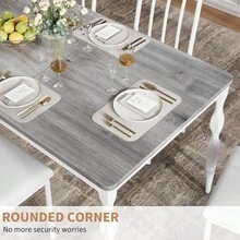 Mesa de comedor rústica de 71 pulgadas (solo mesa) para 6-8 personas, mesa de cocina rectangular de madera con patas resistentes, mesa de comedor de cocina para comedor y cocina - Blanco - Ver 6