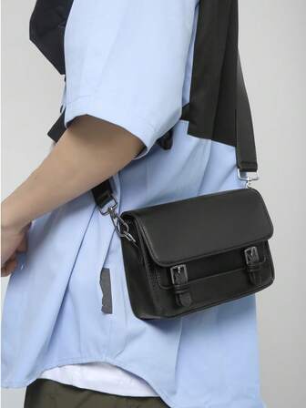 1pc Men's Fashion Diagonal Shoulder Bag, Japanese Style Men's Shoulder Bag, Square Box Shaped Small Bag, Men's Diagonal Shoulder Bag Valentine'S Day