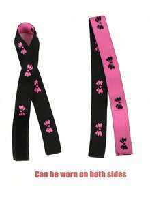 1pc/2pcs/5pcs Adjustable Headband With Dual-Color Bow, Elastic Headband With Magic Tape Non-Slip Edge, Suitable For Various Activities - Hot Pink - View 4