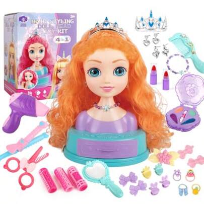 zxr RFID Set de Maquillaje para Niños 31pcs Styling Head muñeca Cabeza de Muñeca con Estilo de Cabello para niñas Juguetes De Maquillaje De Belleza Niñas Regalos de Cumpleaños para Niña121