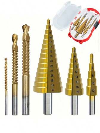 6-delars stegborrset i titanlegering - multifunktionell fräs för trä