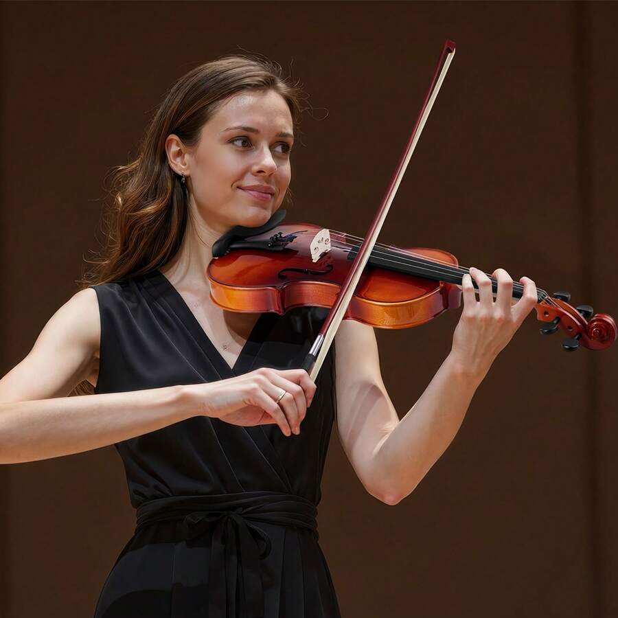 Strumenti musicali a corde - Geige aus Massivholz, 4/4, glänzend braun, naturfarben - Visualizzare 1