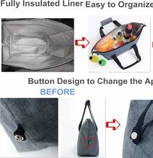Reusable Insulated Cooler Bag With Zipper For Food, Thick Aluminum Foam Carrier Bag For Frozen Products - 藏蓝色 - 查看 4