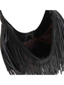 流苏装饰女士手提包，时尚单肩包，大容量休闲腋下手提包，适合通勤、休闲、日常、旅行、购物，可搭配T恤、连帽衫、衬衫、牛仔裤、连衣裙、外套 - 彩色 - 查看 4