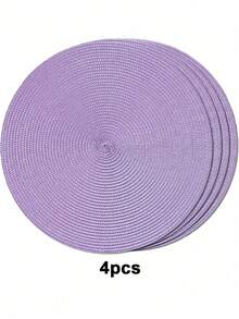 12/15 Inch Round PP Woven Placemats, 4.72 Inch Coasters, Multiple Colors Available, Plastic Material, Washable, Heat-Insulating Placemats, Coasters, Vase Mats, Table Decor, Suitable For Wedding, Holiday Party, Restaurant, Kitchen, Christmas And New Year Party Decoration - Purple - View 11