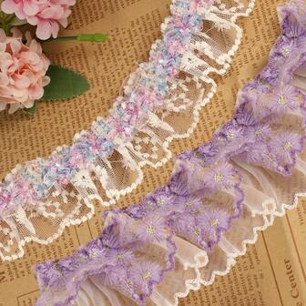 10 pezzi/set Nuovo elegante pizzo ricamato viola, decorazione floreale ricamata, accessorio romantico per abbigliamento, copricapo, tende, vestiti di bambole, decorazione di indumenti