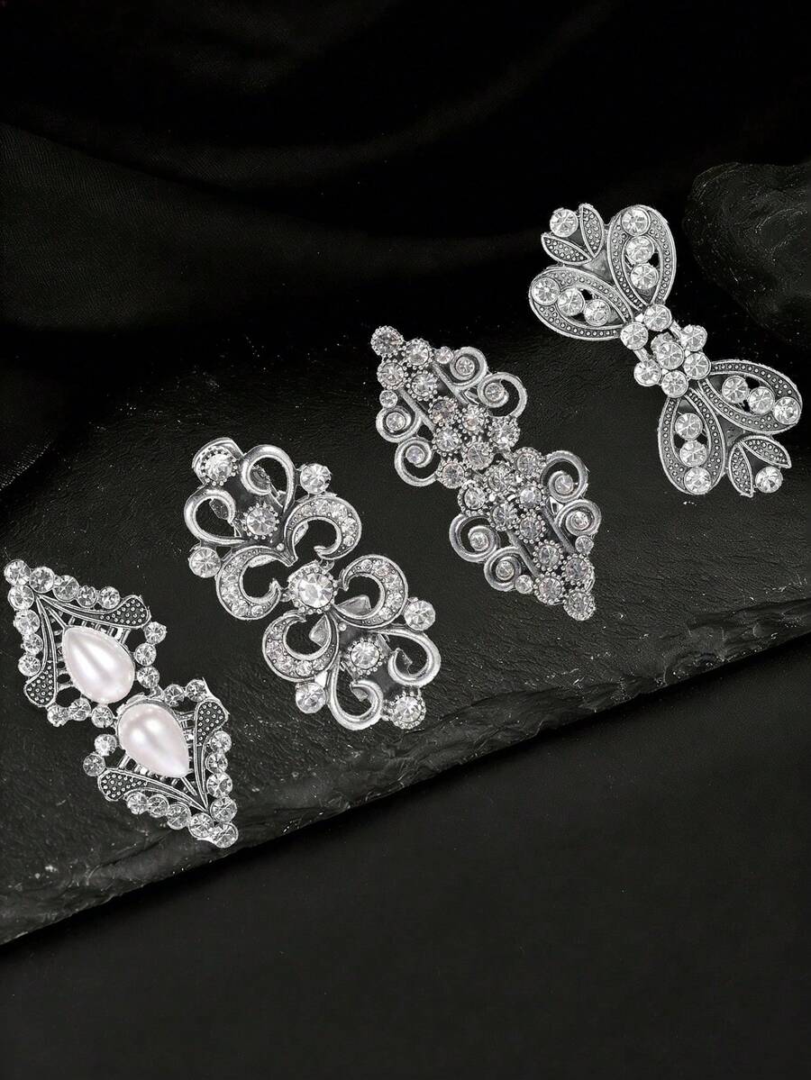 Vintage Sweater Clip, Women's Waist Clip, Shirt Brooch Clip, Clothing Brooch Clip - Ancient Silver - View 1