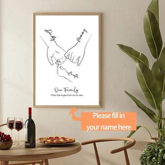 1 st ramlösa specialanpassade posters, handgjorda familjemedlemmar, väggkonst på canvas, heminredning, modern väggdekoration, sovrum och vardagsrum, modern väggdekoration, idealisk present, familjepresent