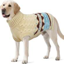 1 buc Pulover pentru câini cu guler înalt - Pulover tricotat Fair Isle cu gaură pentru curea la piept, moale și călduros, ținută de sărbători de iarnă, pulover fără mâneci, potrivit pentru câini de talie mică/medie/mare (Unisex) - Galben - Vizualizare 10