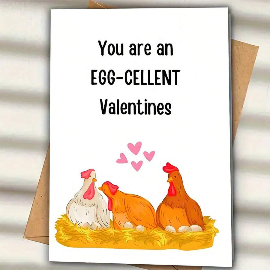你真是太棒了！创意情人节贺卡，三只母鸡孵蛋设计，送给妻子/丈夫/男友/女友的情人节礼物，高品质贺卡，附信封（12x17厘米）/（4.72x6.7英寸） - 彩色 - 查看 1