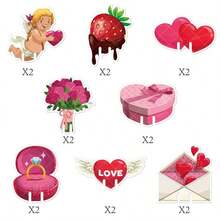 16个情人节派对酒杯卡片；婚礼场地饮料杯装饰拍照道具 - 彩色 - 查看 6