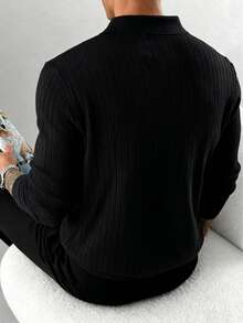 GRDR Men's Loose Fit Thin Ribbed Knit Cardigan, Casual Versatile Long Sleeve Sweater