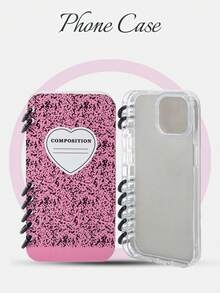 1pc Niche Flip Book Design Black Ink Splash Waterproof, Shockproof, Anti-Fall, Anti-Scratch Phone Case, Compatible With IPhone 11, 12, 12 Pro, 13, 13 Pro, 13 Pro Max, 14, 14 Pro, 14 Pro Max, 15, 15 Pro, 15 Pro Max, 15 Plus, 16, 16 Pro, 16 Pro Max, 16 Plus, 17, 17 Pro And 17 Pro Max - Pink - View 1