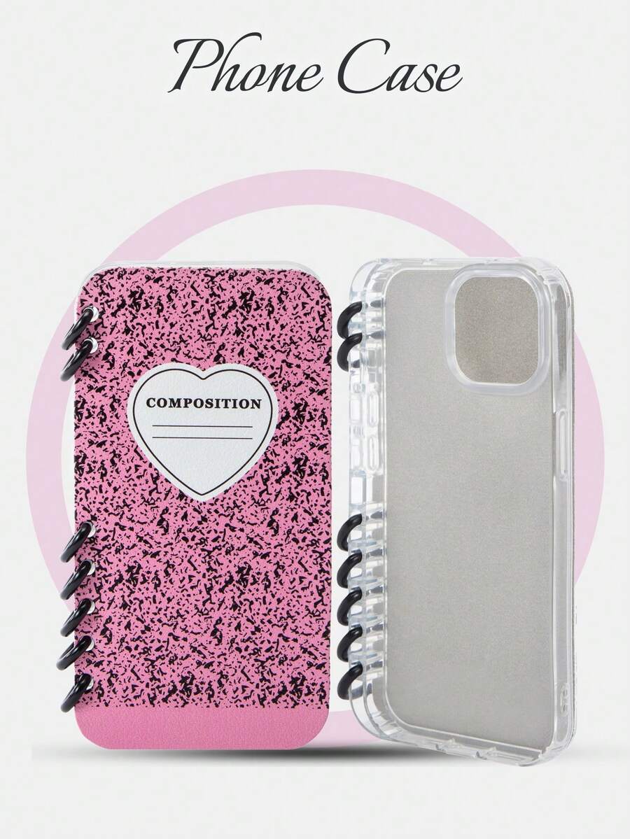 1pc Niche Flip Book Design Black Ink Splash Waterproof, Shockproof, Anti-Fall, Anti-Scratch Phone Case, Compatible With IPhone 11, 12, 12 Pro, 13, 13 Pro, 13 Pro Max, 14, 14 Pro, 14 Pro Max, 15, 15 Pro, 15 Pro Max, 15 Plus, 16, 16 Pro, 16 Pro Max, 16 Plus, 17, 17 Pro And 17 Pro Max - Pink - View 1