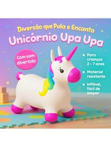 Upa Upa de Unicórnio Branco Baby de Borracha com Som Luz - Branco - Visão 2