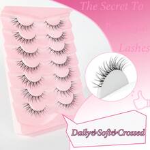 7 Pairs Cat Eye False Eyelashes, Transparent Band Faux Lashes, Fox Eye Fake Lashes, Natural Criss-Cross Thin Eyelashes, Cosplay Makeup Tools - Cat Eye Lashes - View 3