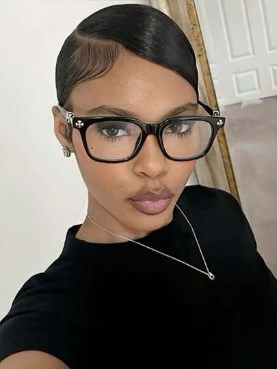 1 Pair Oversized Square Vintage Versatile Transparent Eyeglasses, Full Frame Personalized Women's Flat Lens, Suitable For Travel, Vacation, Daily Wear And Decoration. Vintage Personalized Transparent Glasses, Oval Versatile Flat Lens