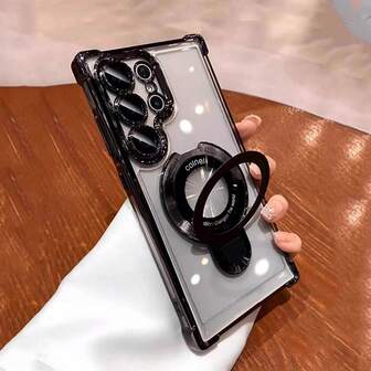 1 adet Siyah Hava Yastıklı Düşmeye Karşı Koruyucu Şeffaf Elektroliz Kaplama Manyetik Kılıf, Galaxy A06 A15 / A16 / A17 / A26 / A35 / A36 / A55 / A56 / A25 / A26 / A54 ile Uyumlu, Darbeye Dayanıklı Koruyucu Kılıf, Telefon Standı, Şık Telefon Aksesuarı, Şeffaf Tasarım, Yüksek Kaliteli Koruma, Çizilmeye Karşı Koruma, Ayrıca S23 / S23 FE / S24 FE / S25 / S25 Ultra / S25 için de Uygundur, Şık Telefon Koruyucu Kılıf, Telefon Aksesuarı Meraklıları için Hediye, Telefonlarla Uyumlu Telefon Kılıfı