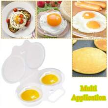 1pc 2-Cup Microwave Egg Cooker, Round Plastic Steamer, Suitable For Making Fluffy Omelettes And Office Breakfasts