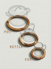 Wooden Trivets For Hot Dishes - Tree Shaped Trivet Set Of 3 With Stand - Heat Resistant Hot Pads For Kitchen Countertops & Table - Nesting Foldable Pot Holders (Walnut Finish, 8"/7"/5") - one-size - View 4