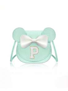 1个女童钱包，可定制字母，可爱米老鼠耳朵和蝴蝶结设计，斜挎包礼品 - 藍色 - 查看 23