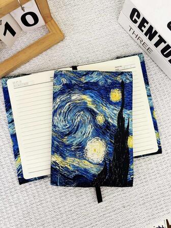 A5 Van Gogh Pattern Book Cover - Diary Set With Humorous Illustrations, Washable By Hand And Machine, An Unexpected Storage Cover For Office And Study Supplies, Cute Book Cover, Notebook Protector, A5 Planner Cover, With Decorative Accessories.