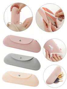 3个装硅胶化妆品收纳袋，防尘化妆刷收纳盒，便携式储物盒，户外旅行化妆品补妆配件袋