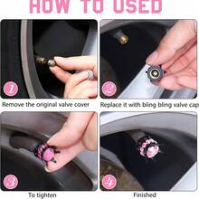 2-Piece Crown Car Tire Core Caps, ABS Material, No Electricity Required Conditioning Accessories - Đen và Đỏ - Xem 9