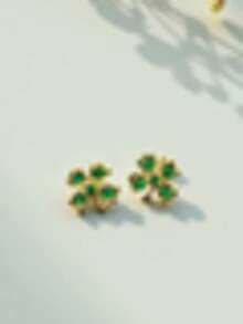 Women Fine Stud Earrings - 綠色 - 查看 6