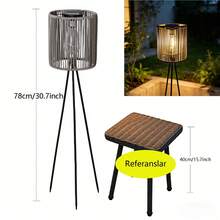 1 pieza Lámpara de pie solar de ratán nórdico | Lámpara solar inalámbrica | Iluminación decorativa para interiores/exteriores | Adecuada para el hogar, el jardín, la terraza | ¡Ideal para las noches de San Valentín, Ramadán y el Festival de Primavera! - Multicolor - Ver 4