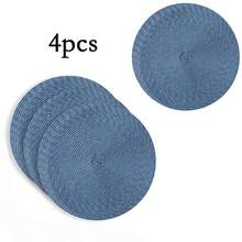 1pc/4pcs/6pcs 38cm Color Dining Mat, Round Woven Dining Mat, Light Colored Dining Table Mat, Round Dining Table Mat, Sage Green Dining Table Mat, Suitable For Circular Dining Tables, Kitchens, Birthday Parties, Wedding Parties, Holiday Themed Parties - Multicolor - View 16