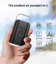 AceGrap 3-In-1 Mini Portable Electric Air Pump With LED Light, USB Rechargeable Quick Inflate & Deflate Pump For Air Mattress, Camping Gear, Pool Floats & Vacuum Bags - A - View 8