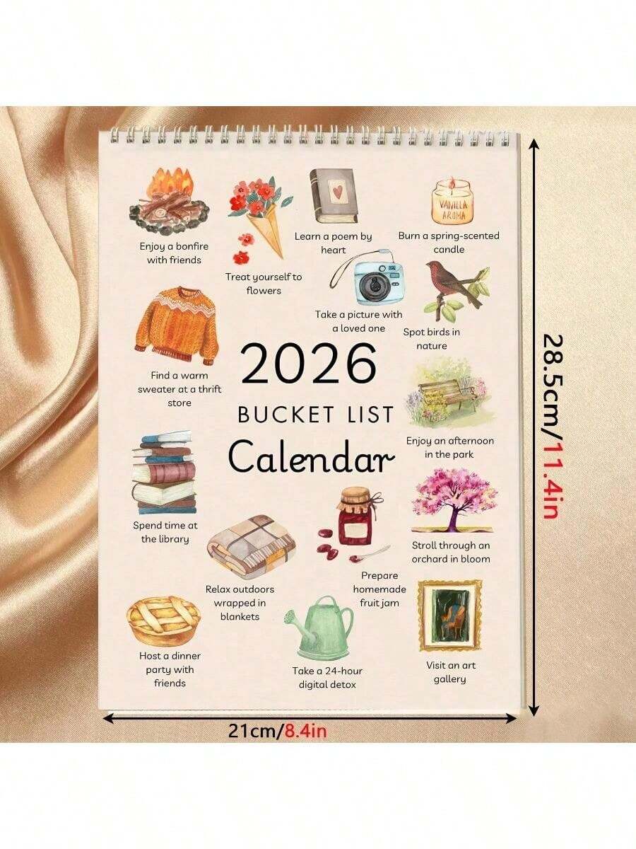 2026 Wish List Calendar, Watercolor Calendar, 2026 Monthly Planner: Perfect Gift For New Year's, Christmas, And Birthdays, As Well As Wall Decorations To Kickstart Your Year-End Planning. - Màu vàng - Xem 1