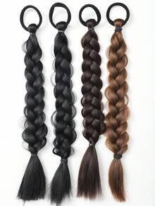 2条装儿童马尾辫 时尚百搭 蓬松复古鱼骨辫接发 弹性发圈 - 彩色 - 查看 6