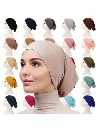 1pc/4pcs Women's Fashionable Minimalist Muslim Underscarf Cap, Soft Modal Hijab Undercap, Islamic Jersey Hijab Headscarf, Suitable For Daily Wear, Multi-Color Options, Applicable For All Seasons