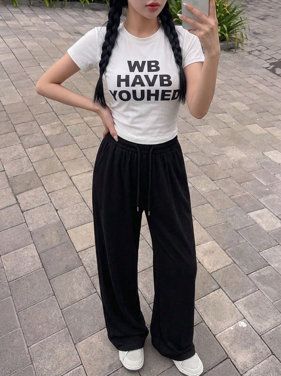 Rikumo Women's Drawstring Elastic Waist Versatile Shorts Winter - Black - View 1