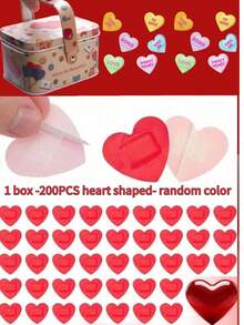 200/100/10片装多色心形创可贴，耐用、高弹、防水透气，居家户外备用创可贴，这款新款彩色创可贴也可作为节日派对装饰，是摄影爱好者的必备品。可单独包装或礼盒包装。 - 紅色 - 查看 13