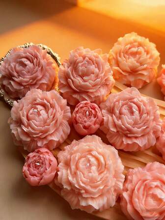 1/2件套DIY花卉硅胶蜡烛模具套装，3D玫瑰花造型手工模具，非常适合制作香薰蜡烛、肥皂、香薰石和石膏花装饰品，是情人节、婚礼、生日和节日的理想礼物，可变形，易脱模，纹理清晰