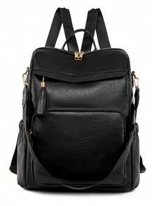 Women Backpacks School Travel Bag College Work Casual Elegant Bag Anti-Theft - 黑色 - 查看 9