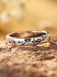 1pc Dandelion Ring For Women For Wedding Engagement Anniversary Jewelry Valentine's Day Gift - Silver - View 5