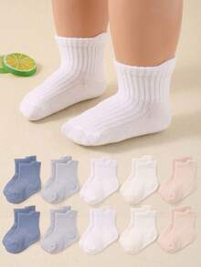 20/10/5 Pairs Soft Baby Boat Socks, Ribbed Cuff, Non-Slip Heel, Toddler Boys' Athletic Socks, Anti-Slip Design, Super Soft Breathable Stretchy Daily Socks, 0-36 Months, All Season, Baby Socks, Toddler Socks, Non-Slip Socks, Ribbed Socks, Children Gift Set, Christmas Gift, Back To School Essential - Multicolor - View 2