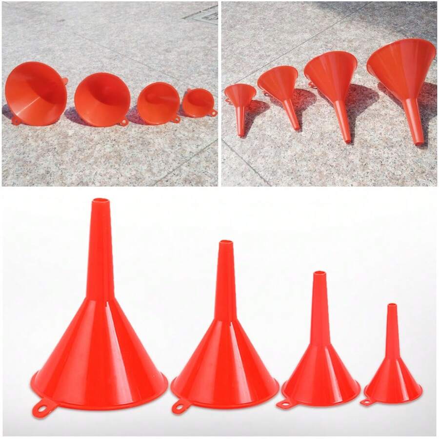 5Set (4pcs/Set) Funnel Set Plastic Pouring Funnels 45 65 90 110 Mm - Red - View 1