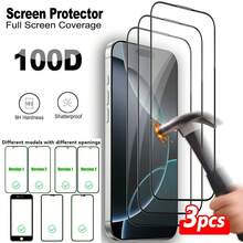 3片装100D全屏钢化玻璃屏幕保护膜，兼容 17 Pro Max/17 Air/16e/14/15/16/16 Plus/16 Pro Max/13 Mini/12/11 Pro Max/X/XR/XS Max，防指纹，高清，9H硬度，防震，完美贴合，兼容手机壳，高透光率 - 3pcs - 查看 26