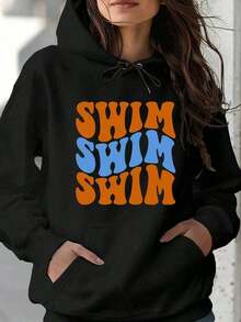 2026 AChristmas Outfit WomenWomen's Heavyweight Hoodie - Gothic Love Me Like My Demons Print Sweatshirt, Loose Fit Pullover Hoodie With Pocket & Drawstring Hood, Long Sleeve Winter Sweater For WomenLoose And Comfortablewinter Clothes For Women - 黑色 28 - 查看 1