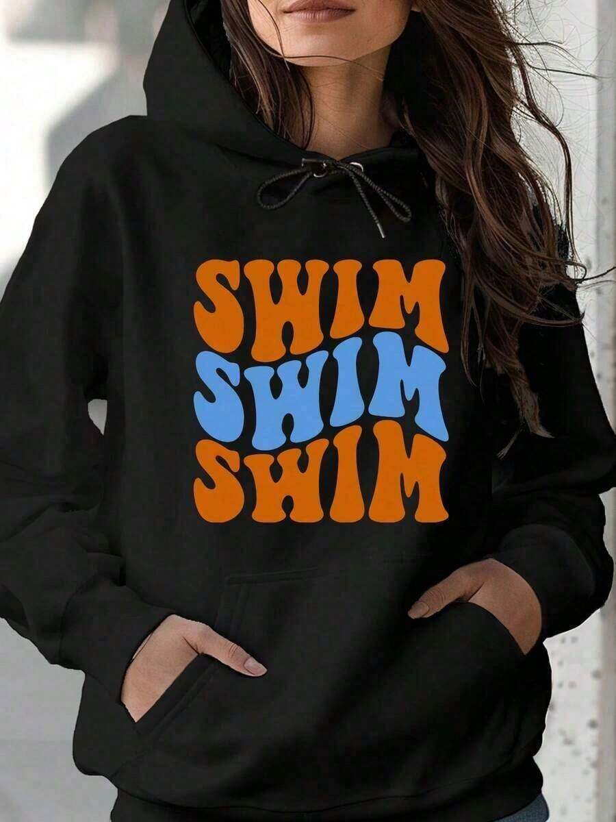 2026 AChristmas Outfit WomenWomen's Heavyweight Hoodie - Gothic Love Me Like My Demons Print Sweatshirt, Loose Fit Pullover Hoodie With Pocket & Drawstring Hood, Long Sleeve Winter Sweater For WomenLoose And Comfortablewinter Clothes For Women - 黑色 28 - 查看 1