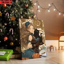 [2D Plano] 1 Pieza Impresión Plana 2D| Hermosa chica steampunk con un gato, flores y engranajes a su alrededor.| Cuadro de Arte en Lienzo con Marco de Madera, Perfecto para Decoración del Hogar, Habitación, Sala de Estar, Dormitorio, Baño, Adecuado para Acción de Gracias y Otros Festivales - Multicolor - Ver 1